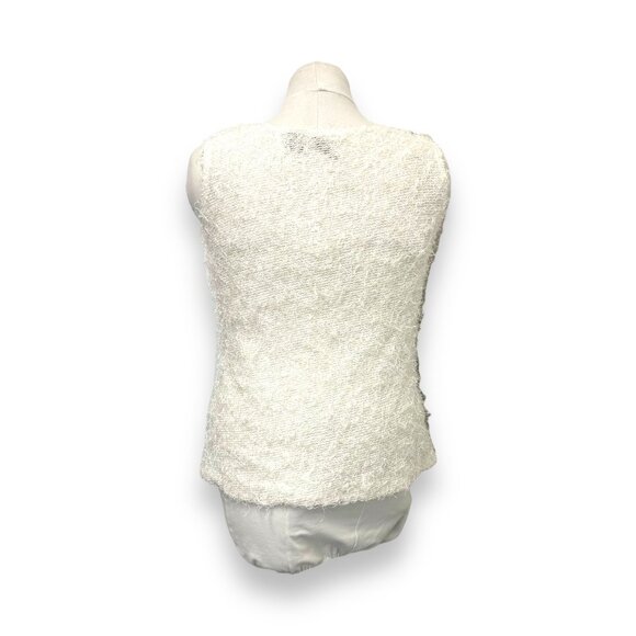 New Directions Women’s Fuzzy White Sleeveless Textured Top L Polyester - Picture 3 of 8